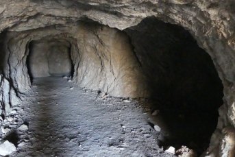 The caves below Feraklos Castle, Haraki